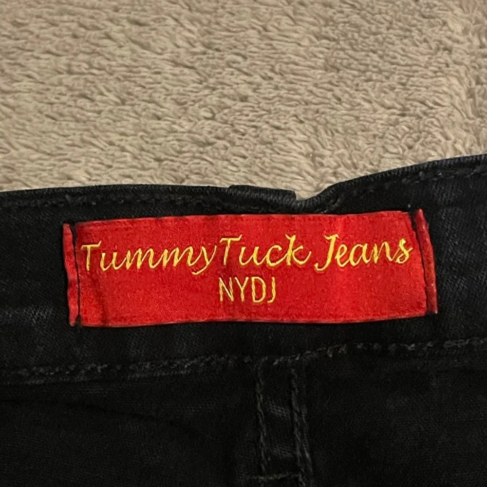 NYDJ Tummy Tuck Jeans Womens 10 Black Wide Leg Flare High Rise Denim 31x32